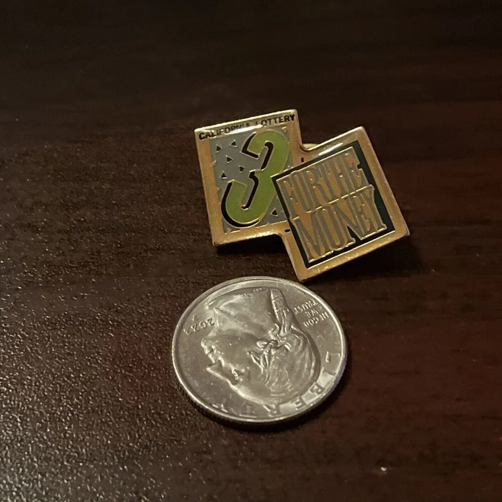 California Lottery 3 For The Money Lapel Hat Pin‎